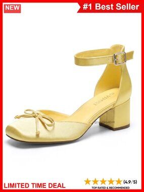Satin Block Heel Slingback Pumps Square Toe Ballet Heels